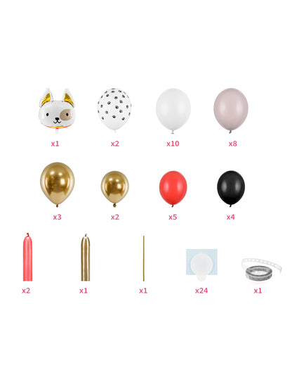 Détail du contenu du kit du bouquet de ballons chien