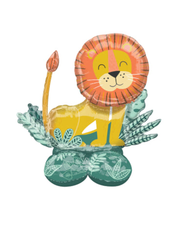 Minge gigantă Airloonz Lion Get Wild din aluminiu, 114 x 110 cm, decor de junglă