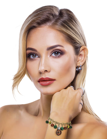 Brățară metalică cu globuri de Crăciun