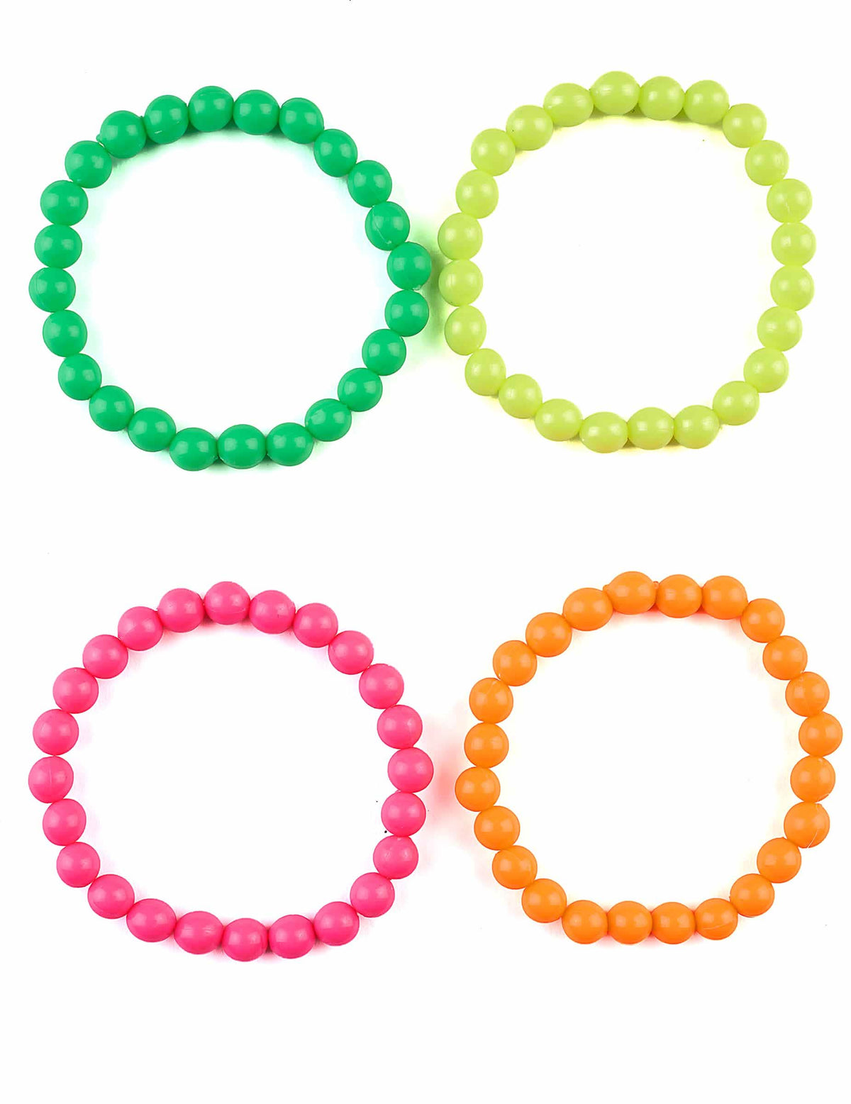 Brățări set de 4 multicolore pentru adult verzi, roz și portocaliu