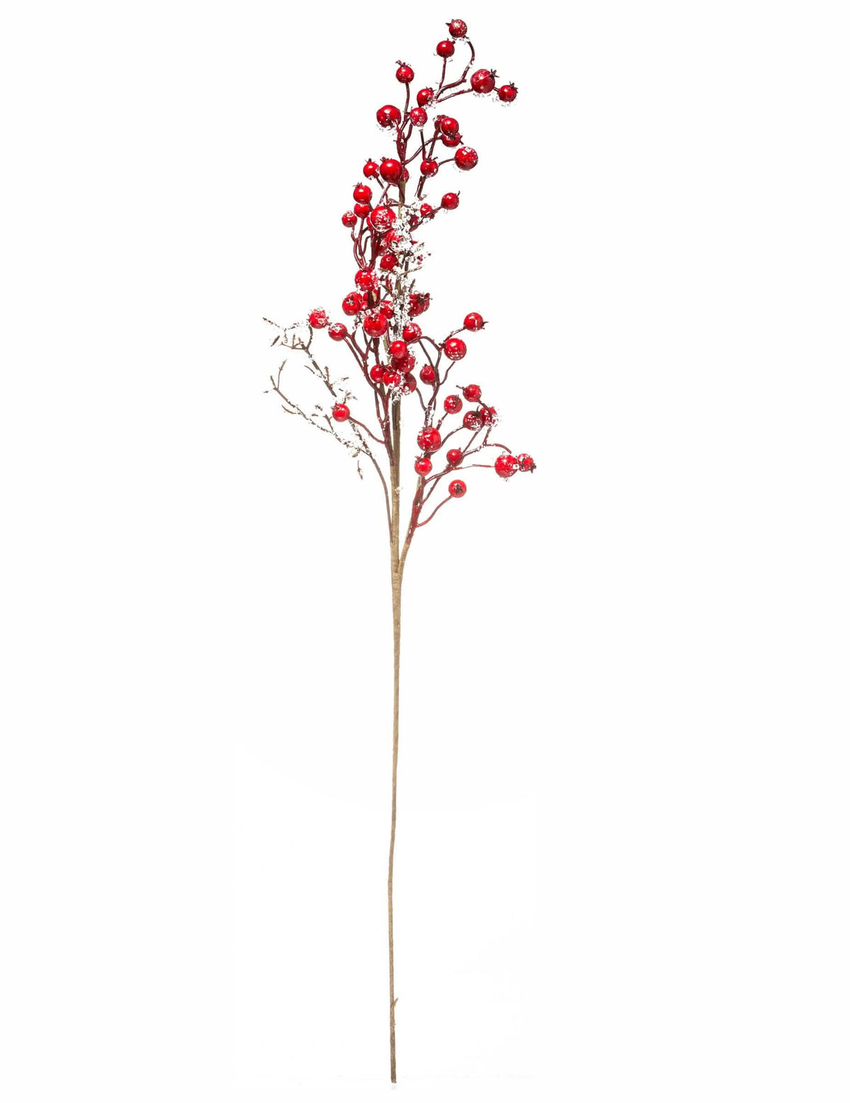 Ramură de fructe de pădure crăciun pentru decorațiune roșu cu efect înghețat