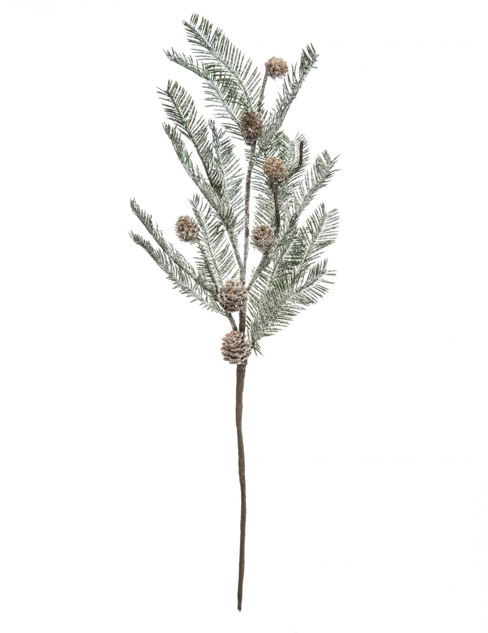 Ramură de brad înzăpezită cu conuri de pin pentru decorațiune verde și maro