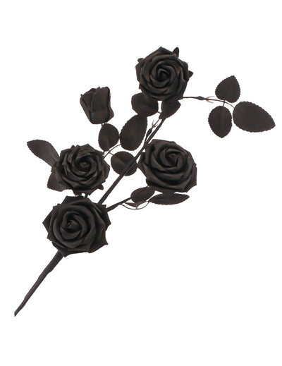 Branche de 5 roses noires 71 cm