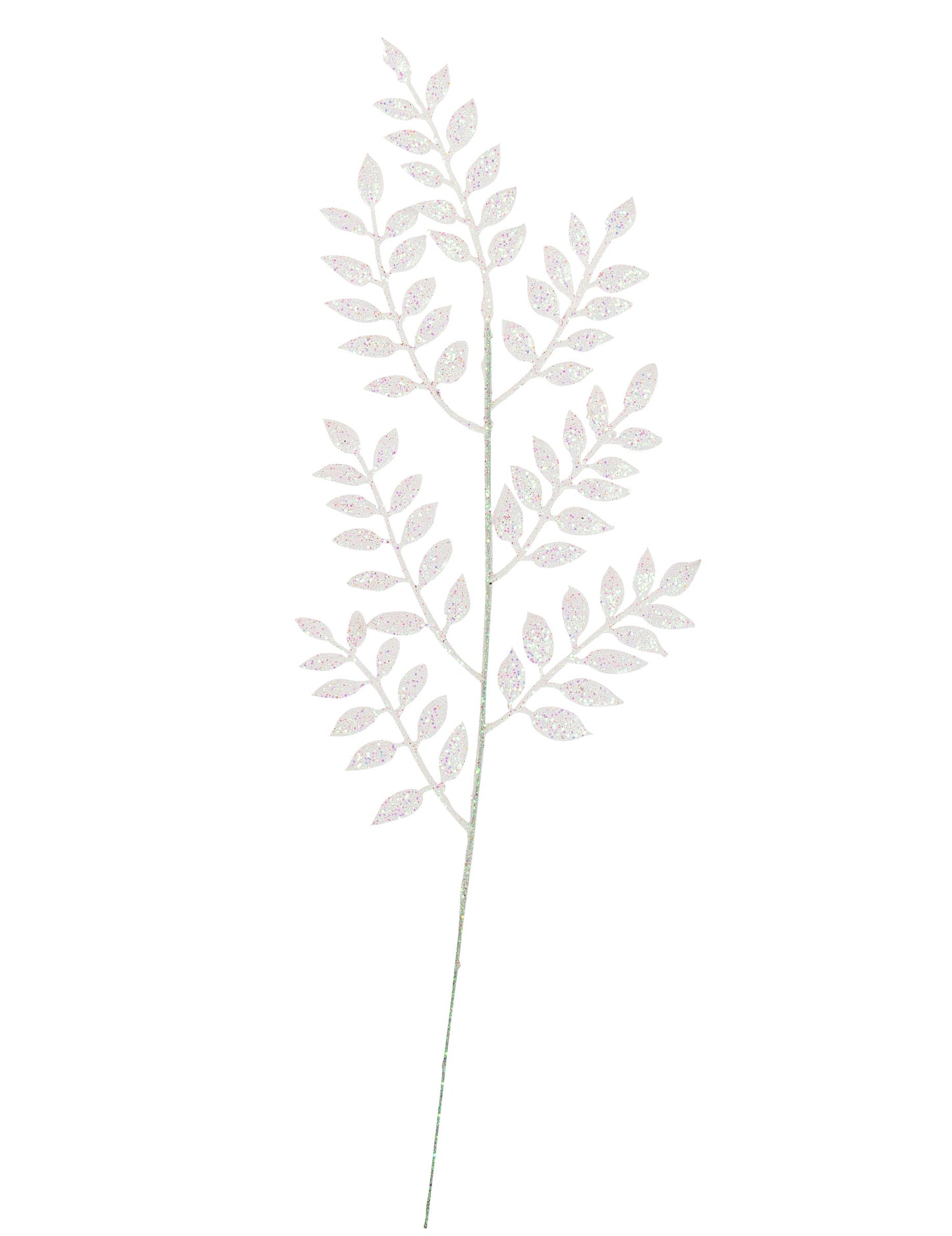 Ramură de frunziș cu sclipici alb 45 cm 