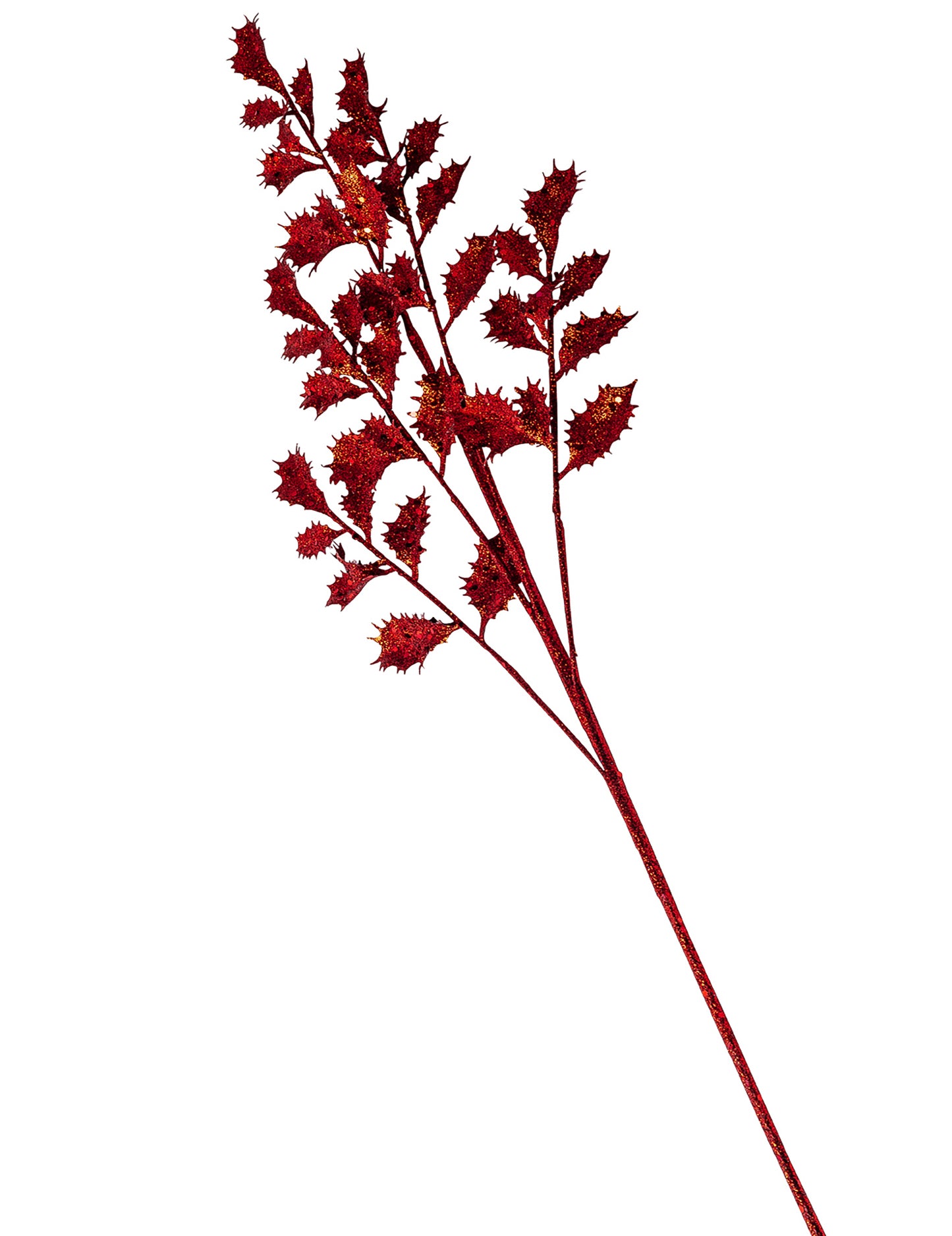 Ramură de ilex cu sclipici roșu 70 cm 