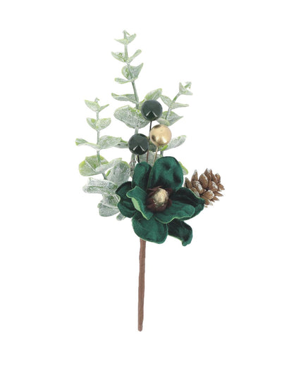 Crenguță Élégance verde închis și auriu 18 cm