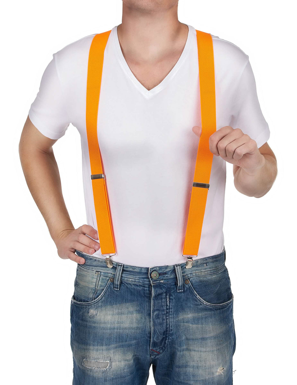 Bretelles fluo pour adulte orange fluo