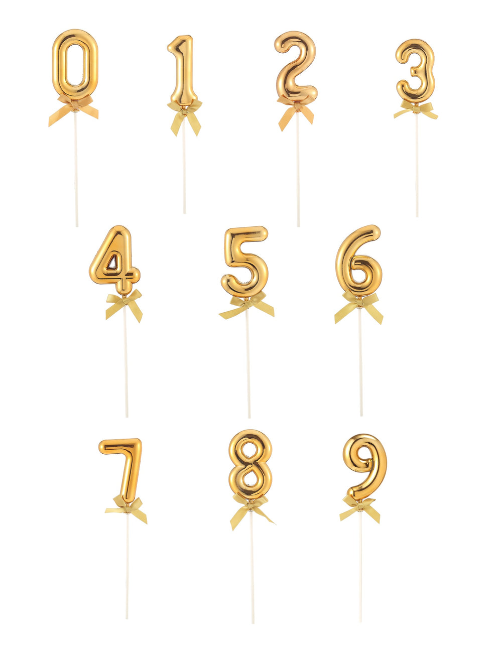 Cake topper chiffre pour anniversaire doré avec nœud
