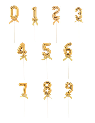 Cake topper chiffre pour anniversaire doré avec nœud