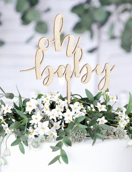 Tortul topper din lemn oh bebeluș 13,5 x 17 cm
