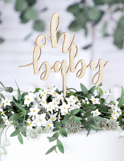 Tortul topper din lemn oh bebeluș 13,5 x 17 cm