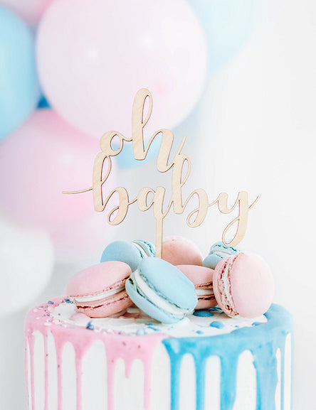 Tortul topper din lemn oh bebeluș 13,5 x 17 cm