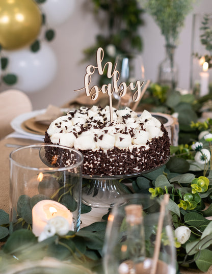 Tortul topper din lemn oh bebeluș 13,5 x 17 cm