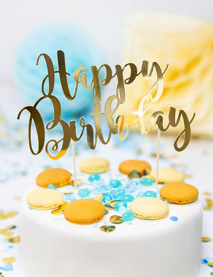 Topper tort în Happy Birthday Gold Metallic 22,5 cm