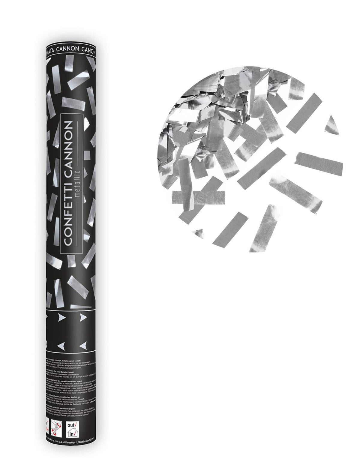 Canon à confettis bandes métalliques pour fête argentées