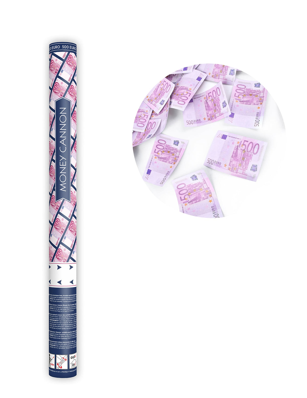 Canon à confettis billets 500 euros violet