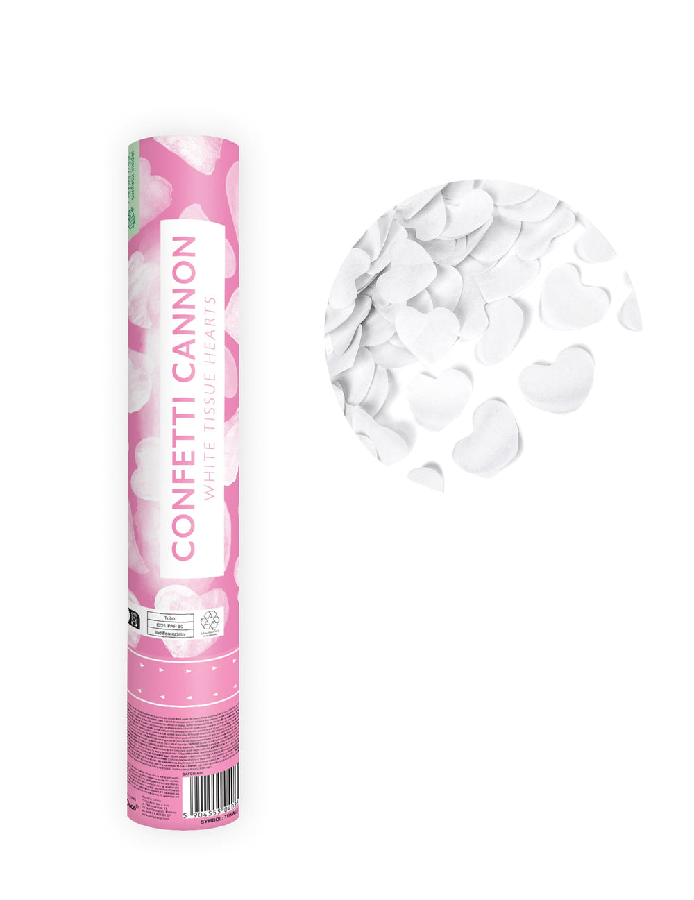 Canon à confettis coeurs pour fête blancs