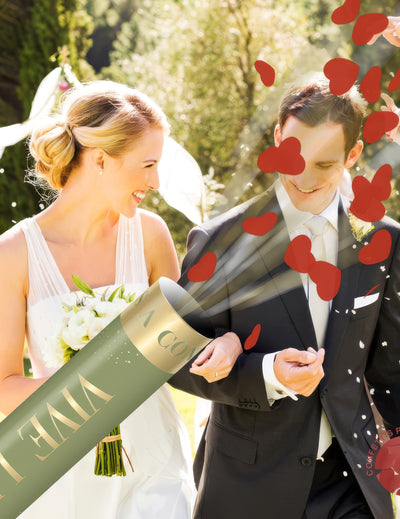 Tun de confetti inimi roșii 40 cm