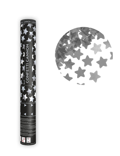 Canon à confettis étoiles pour fête métallisées argentées