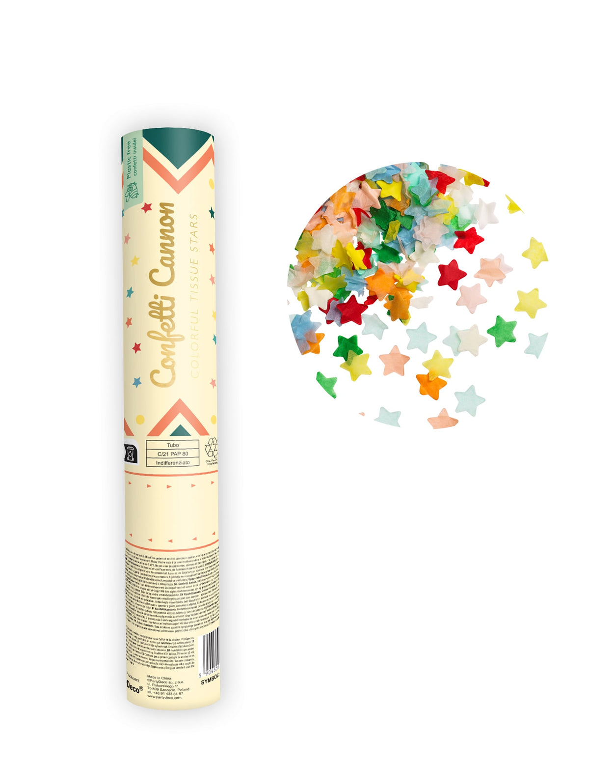 Canon à confettis étoiles en papier multicolores