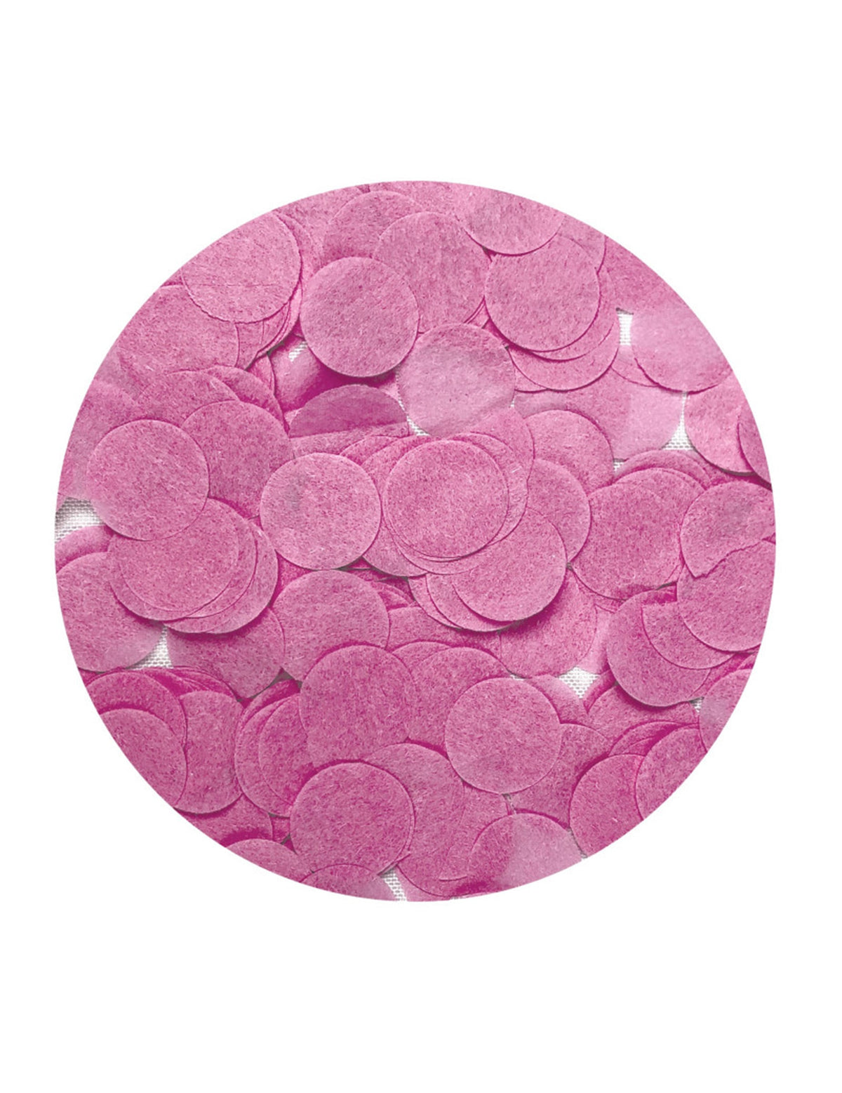Gros plan sur les confettis ronds en papier rose du Canon à confettis Gender Reveal