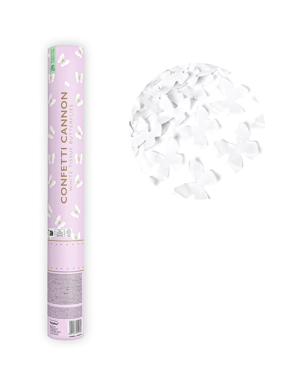 Canon à confettis papillons blancs