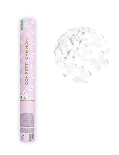 Canon à confettis papillons blancs