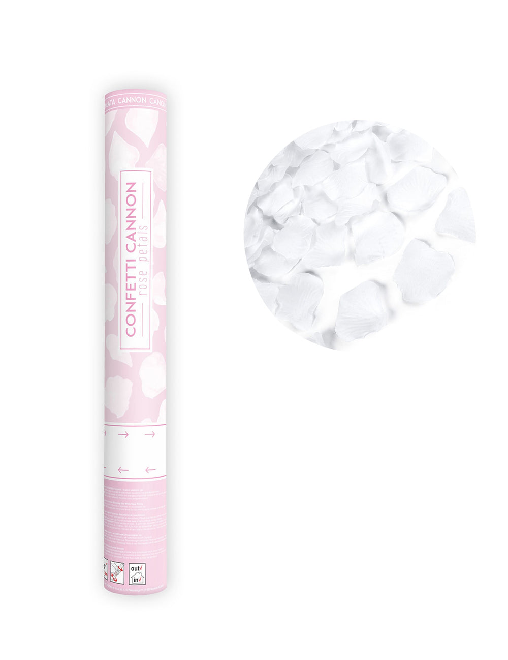 Canon à confettis pétales blanc