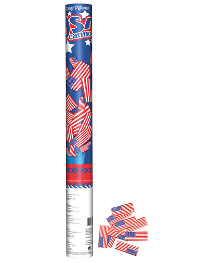 Canon à confettis drapeau USA pour fête bleu blanc rouge