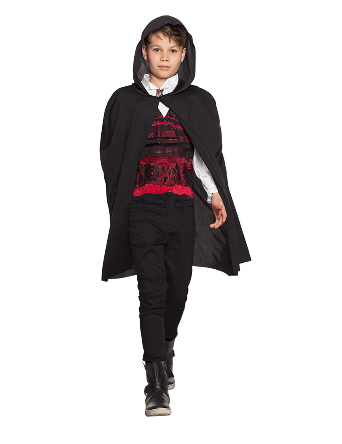 Cape à capuche Halloween pour enfant noire