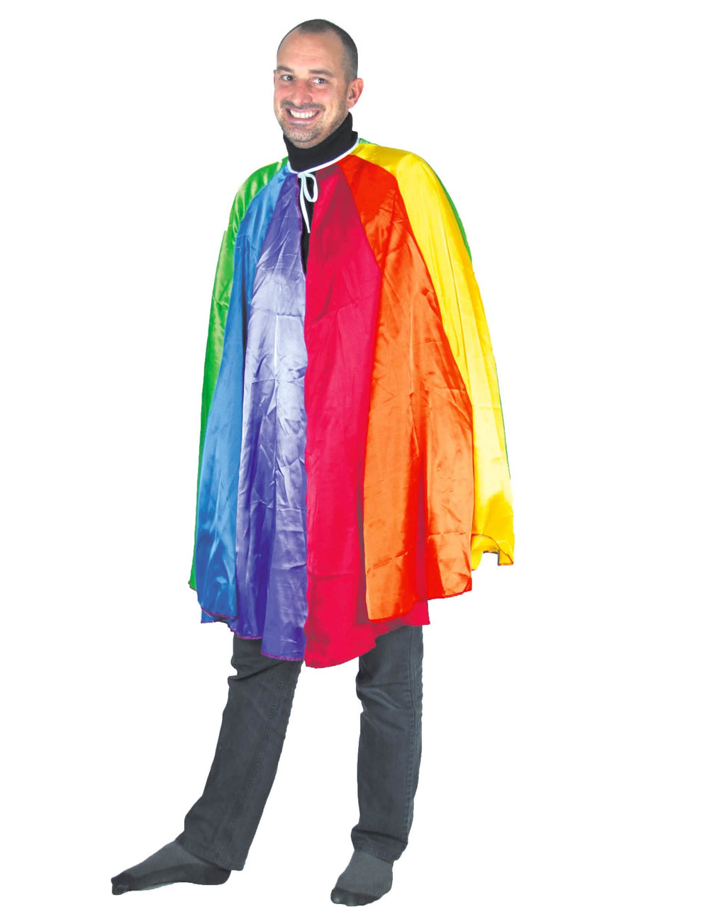 Cape arc-en-ciel pour adulte multicolore satinée