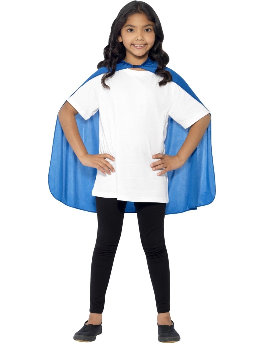 Vue de face de la cape bleue pour enfant