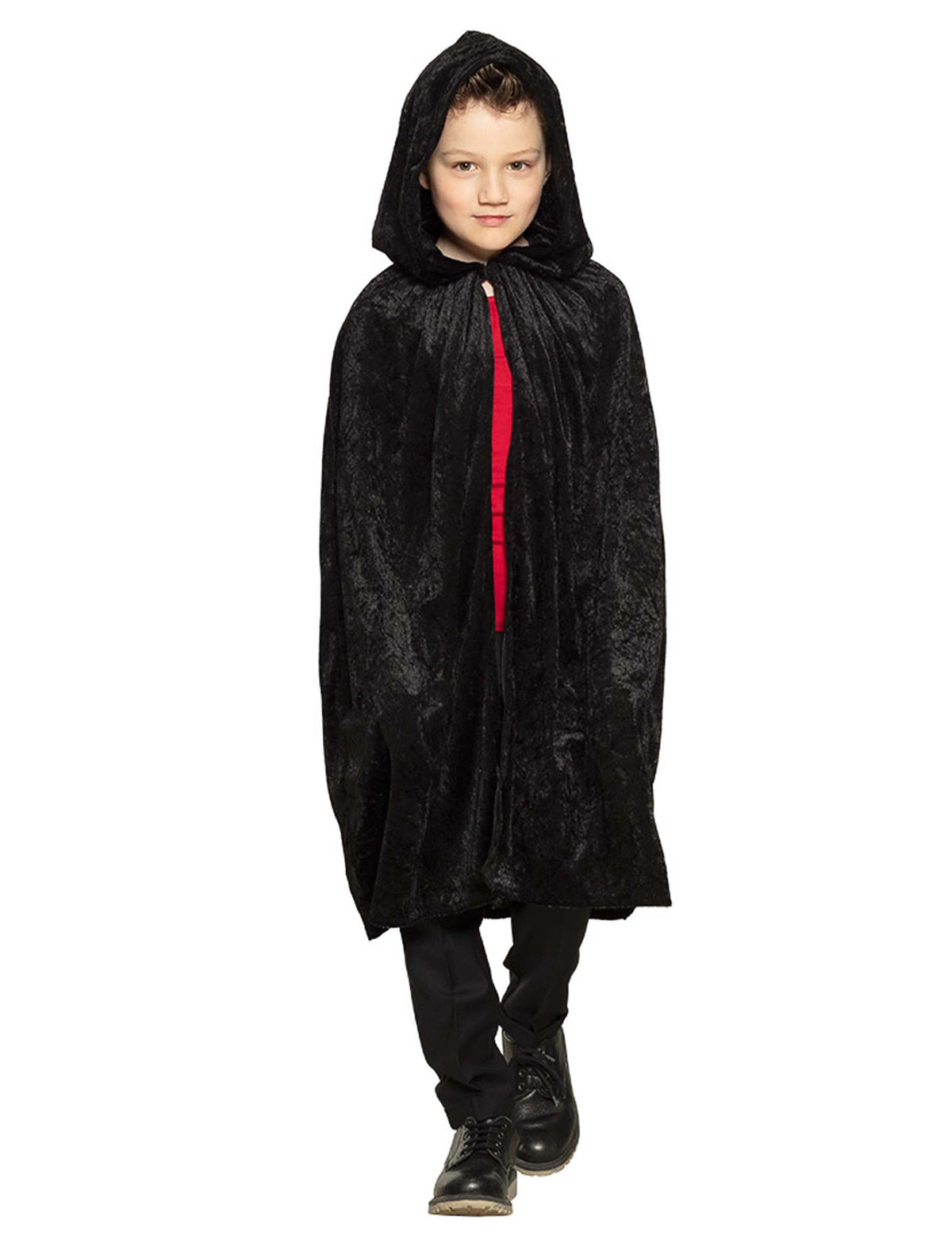 Cape en velours noir pour enfant avec capuche