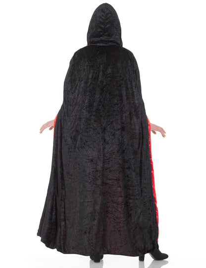 Cape longue réversible noir et rouge luxe adulte