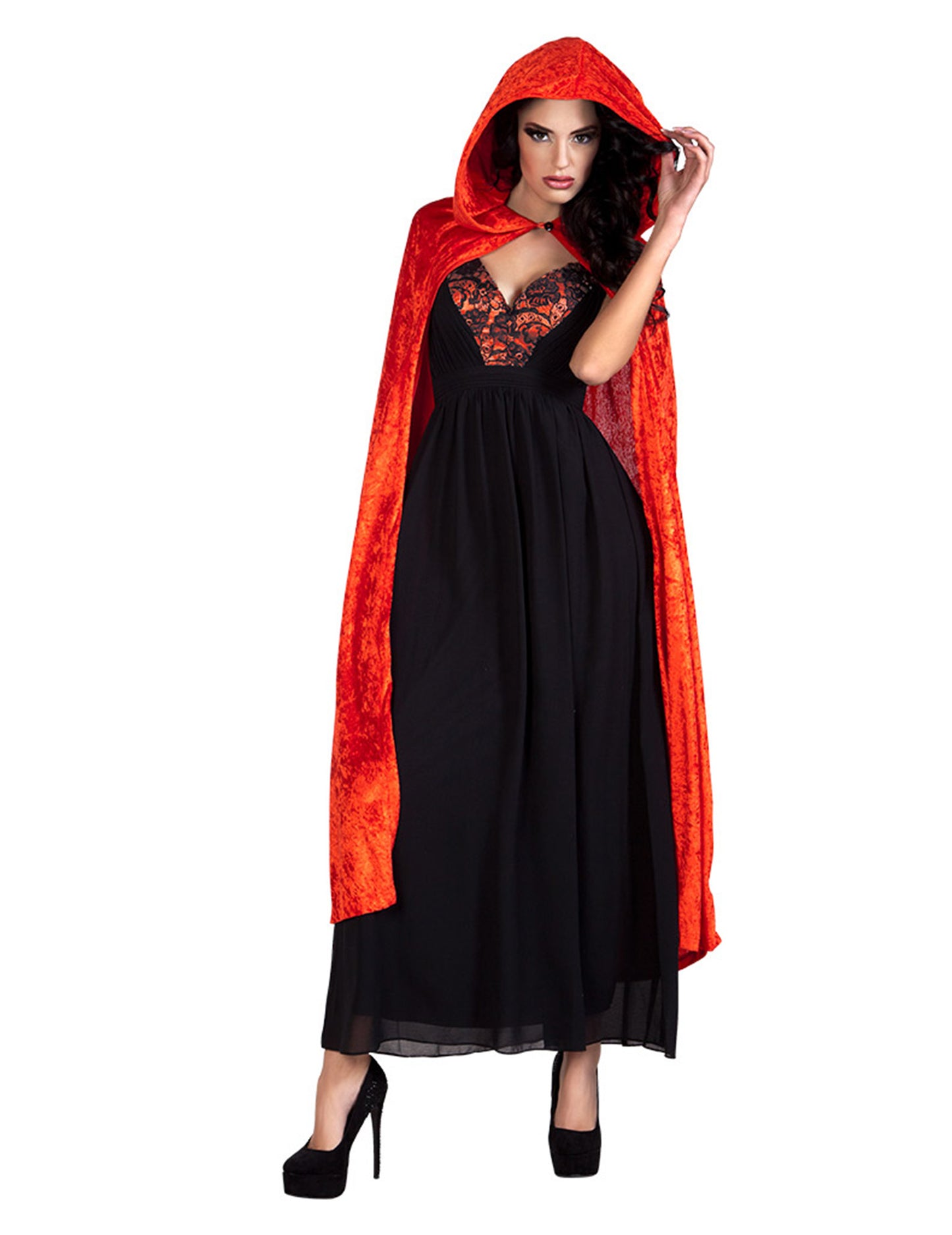 Red Cape Velvet Aspect 120 cm Halloween ADULE