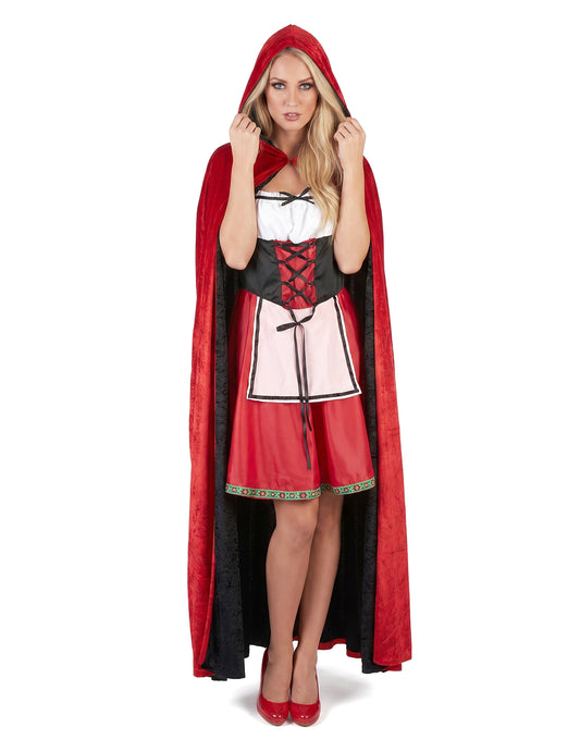 Roșu și negru catifea reversibilă vulvet Cape Luxury Adult