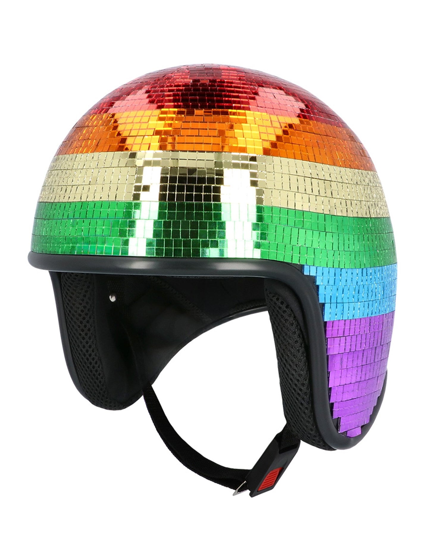 Cască disco cu oglinzi, curcubeu, pentru adulți 