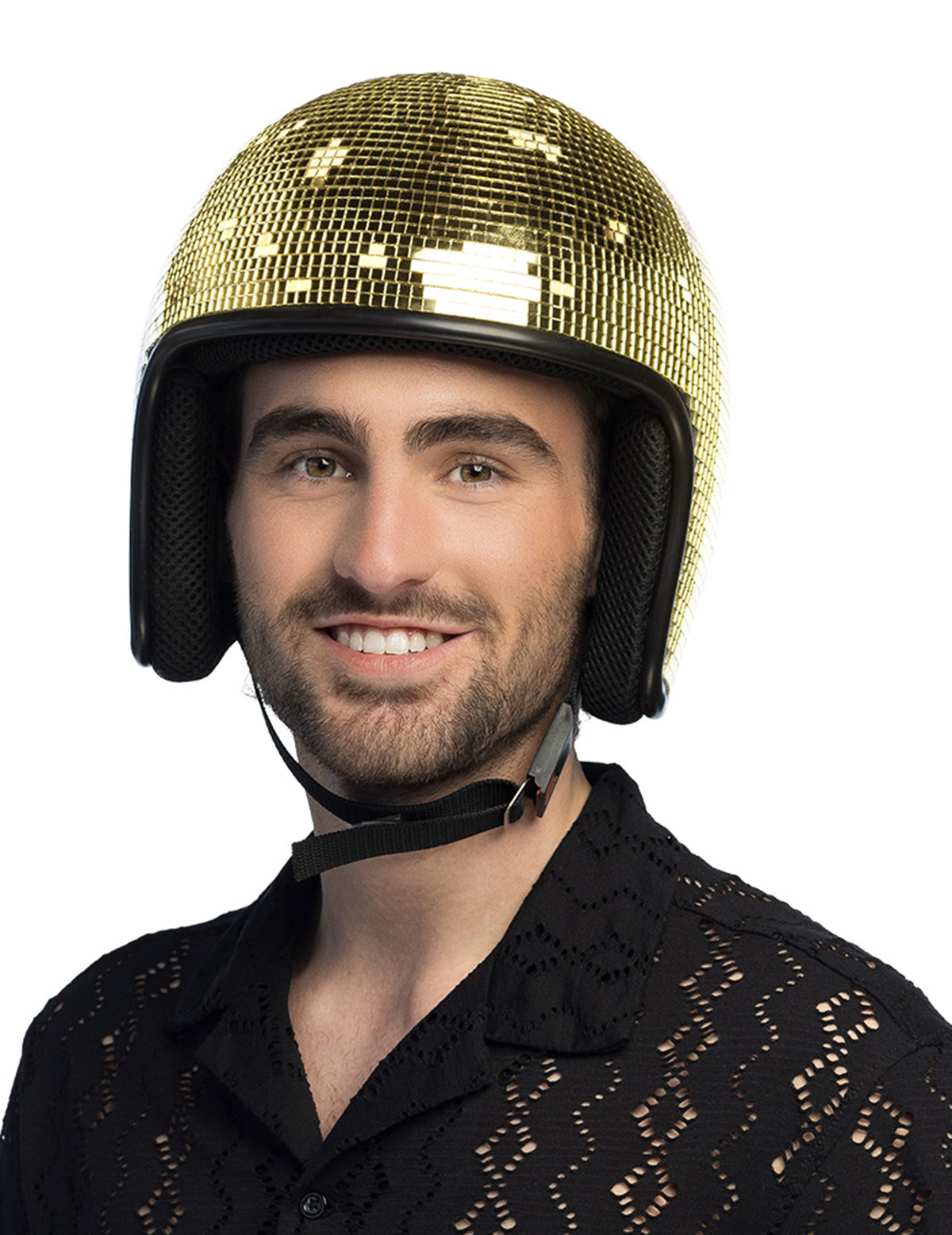 Vue de face du casque boule à facettes