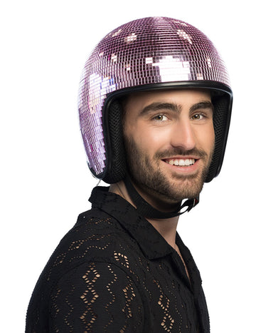 Cască roz cu glob disco pentru adulți