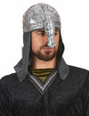 Casque de chevalier guerrier souple pour adulte argenté avec camail