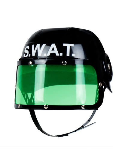 Vue de trois-quarts du casque SWAT pour enfant