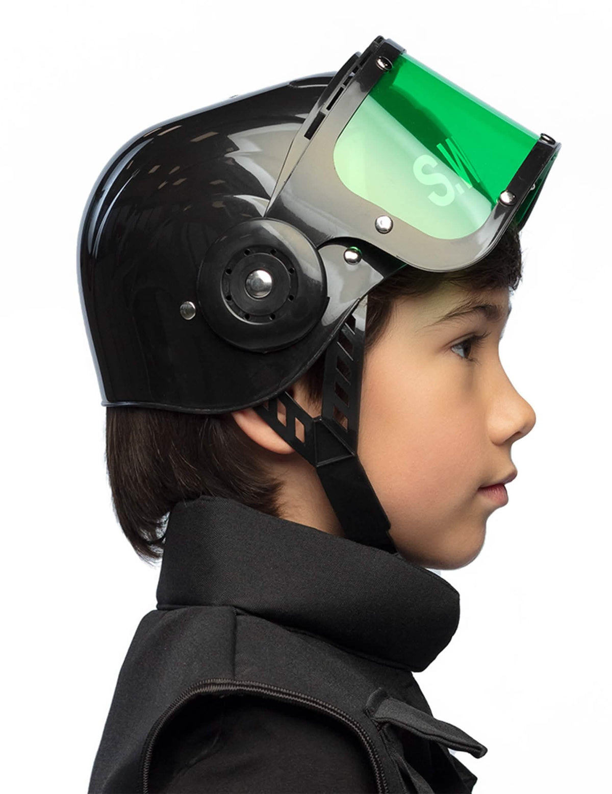 Vue de profil du casque SWAT pour enfant