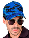 Casquette à sequins vague pour adulte bleue et noire