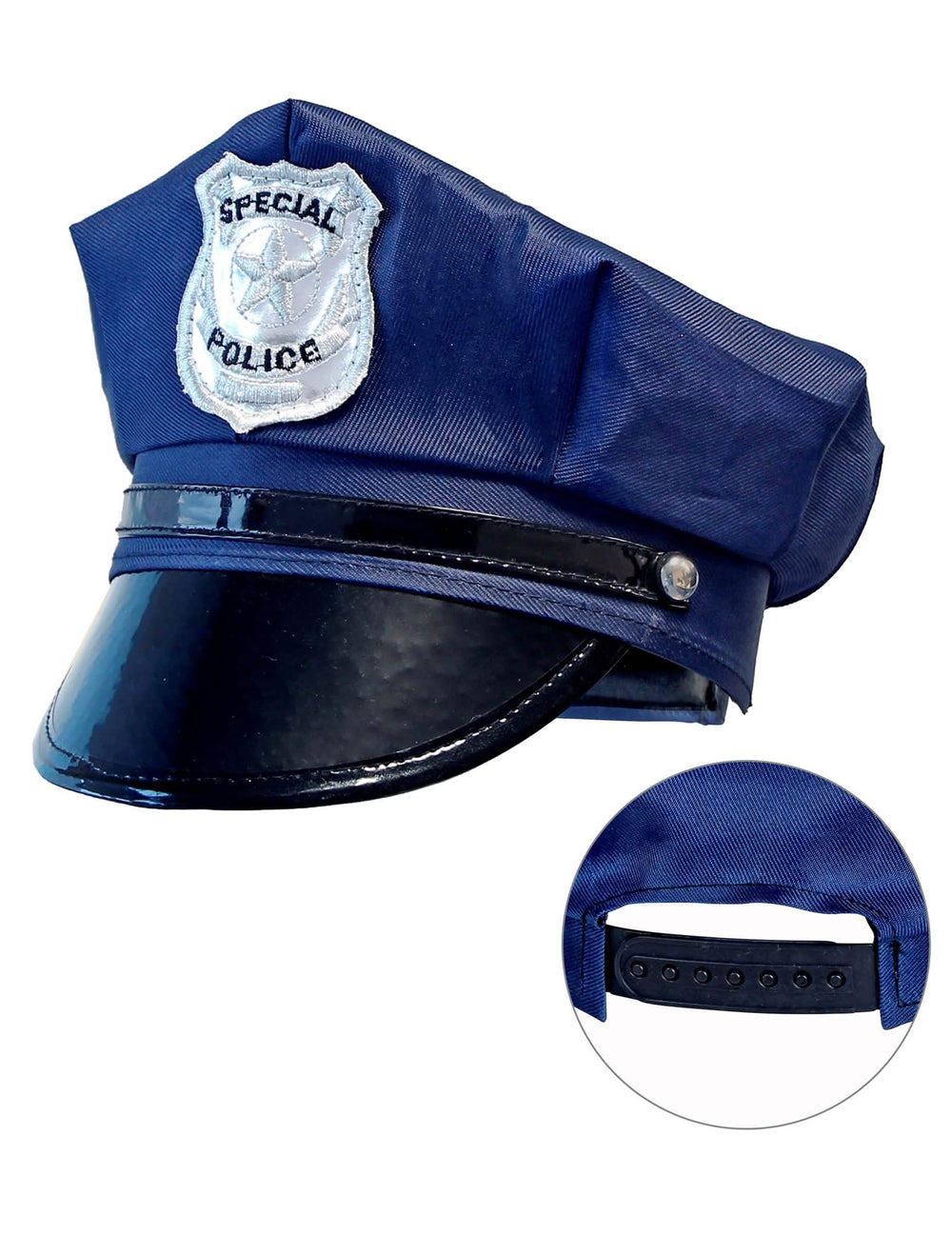 Detaliu al sistemului de reglare al șepcii ajustabile poliție