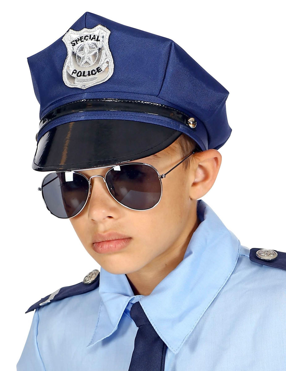 Vedere din trei sferturi a șepcii ajustabile poliție