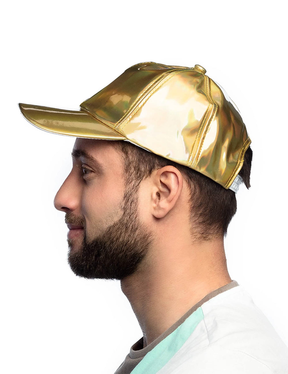Vedere din profil a șepcii aurii iridescente pentru adult