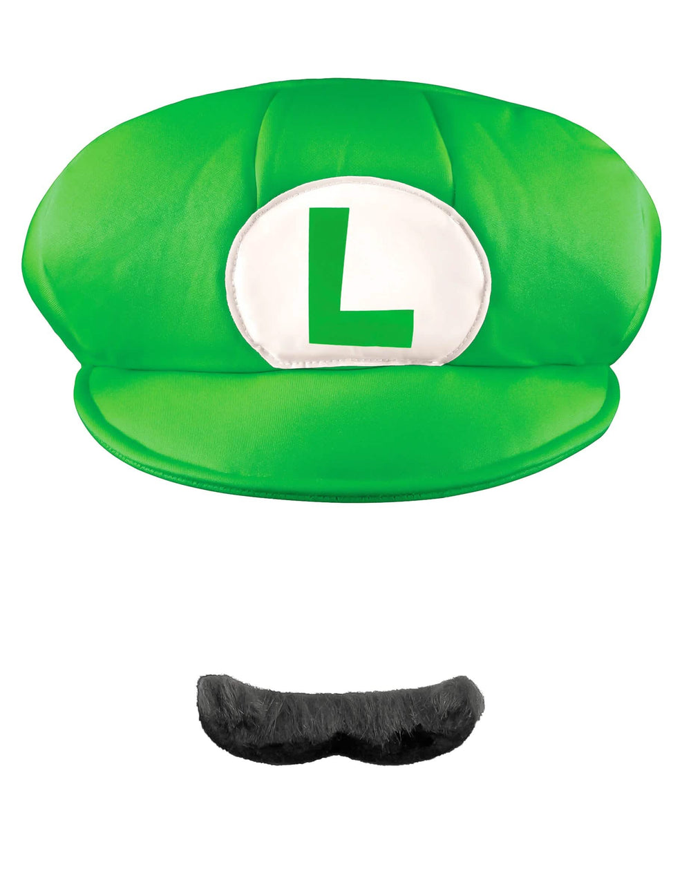 Vedere frontală a șepcii și mustății Luigi™