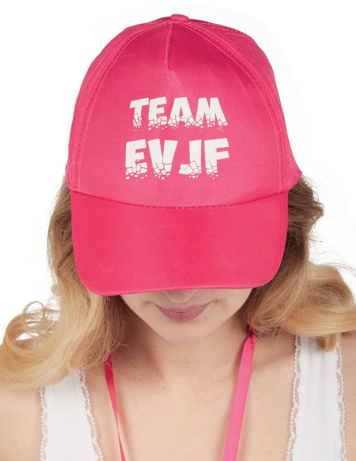 Casquette Team EVJF pour femme rose avec inscription blanche