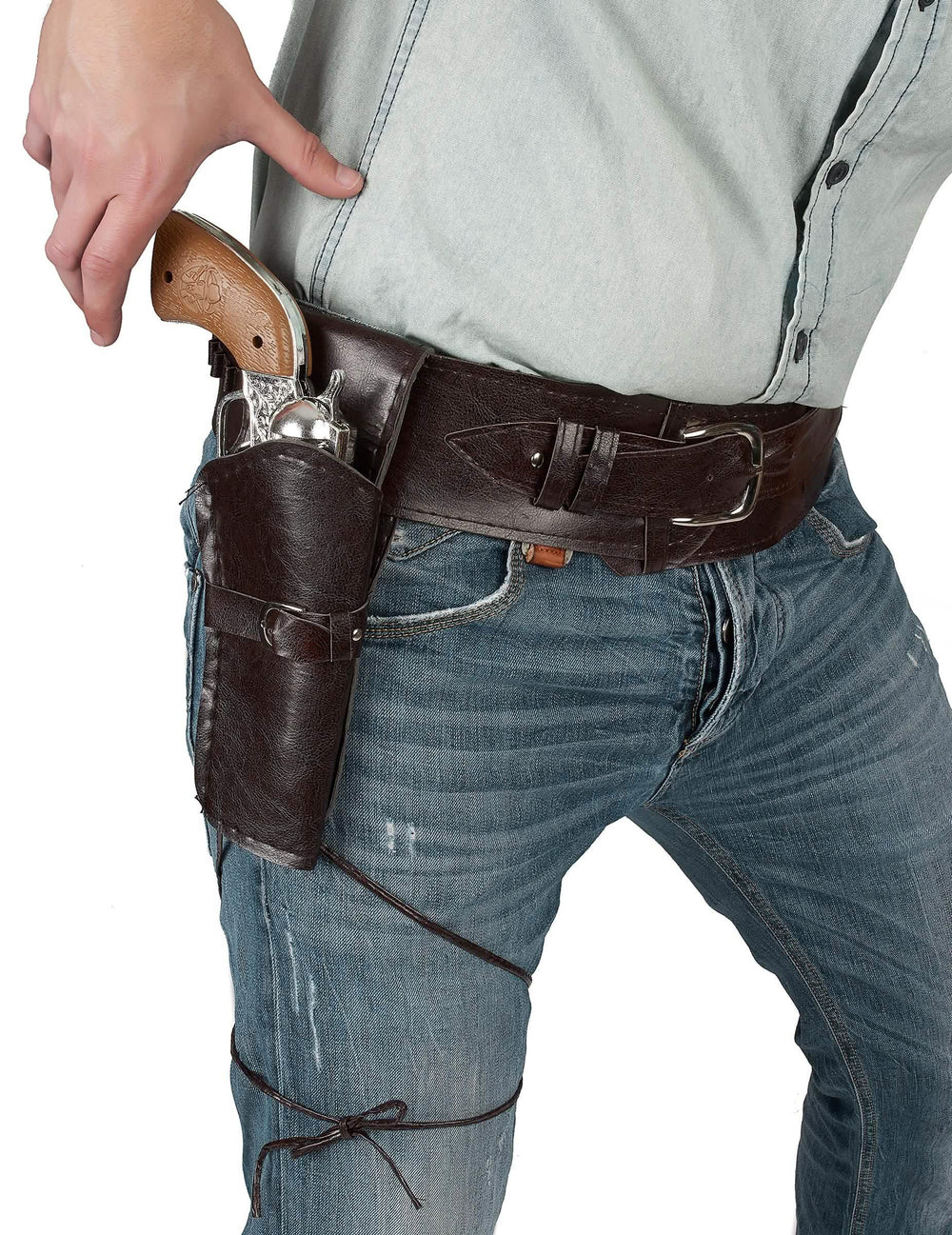 curea cu toc cowboy pentru adult maro