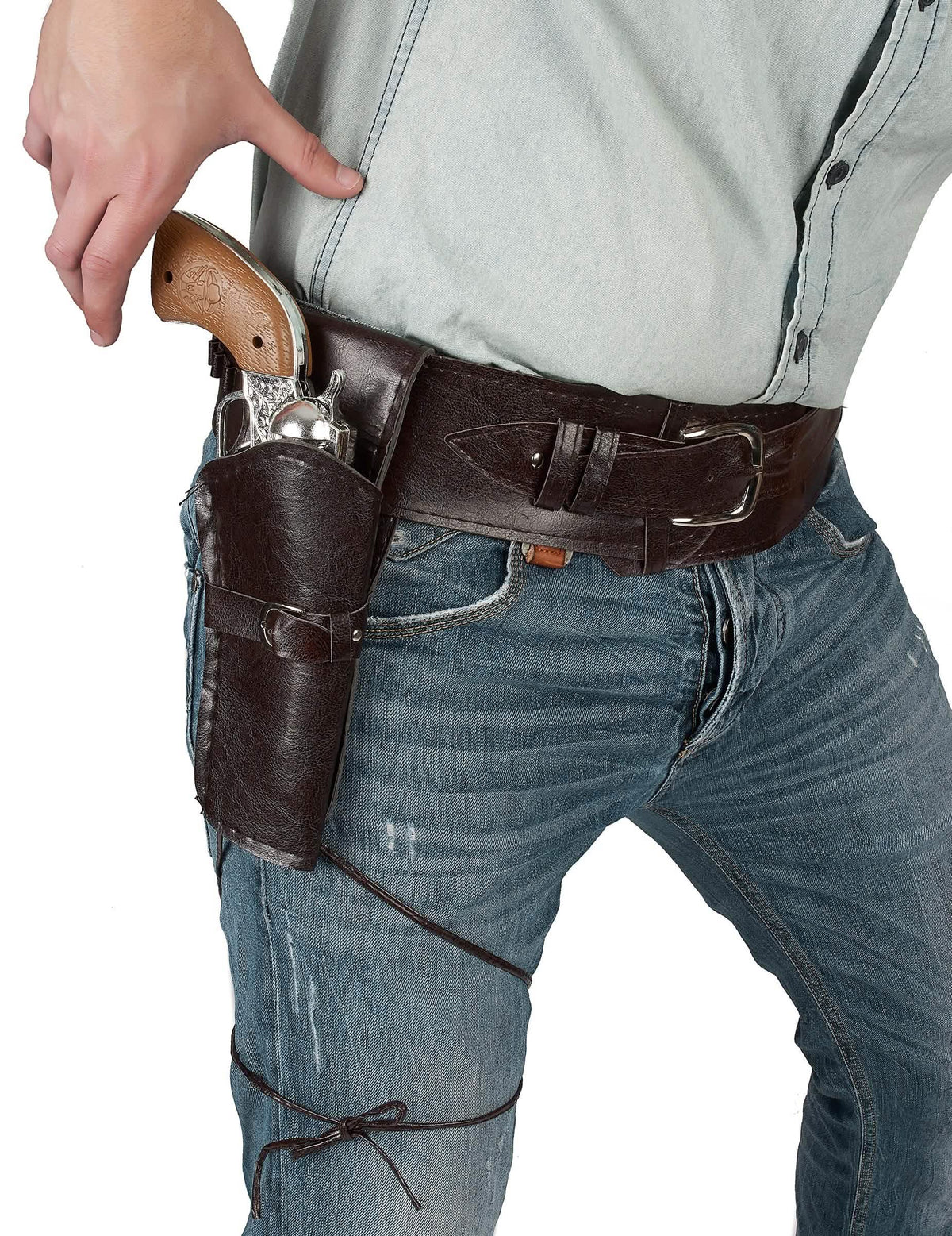 curea cu toc cowboy pentru adult maro